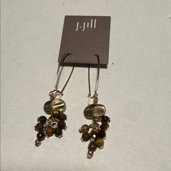 J. Jill Gold Tone Beaded Cluster Dangle Earrings NWT. (BJ111) - Picture 3 of 6